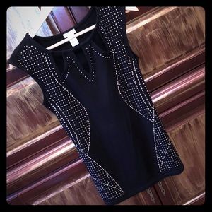 Cache black embellished stretch tunic